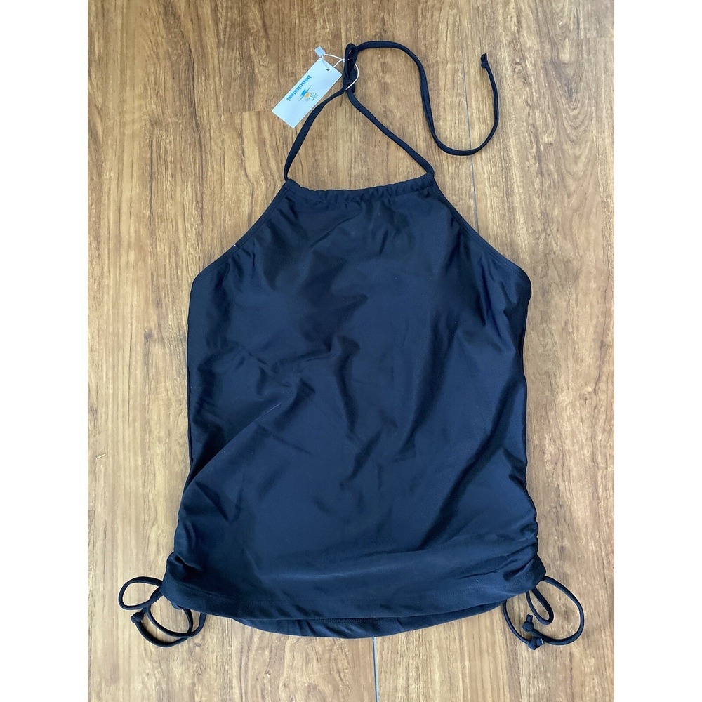 Vintage Beachsissi‎ Black Halter Top Tanking Swimsuit Size XL Fits Like L Modest